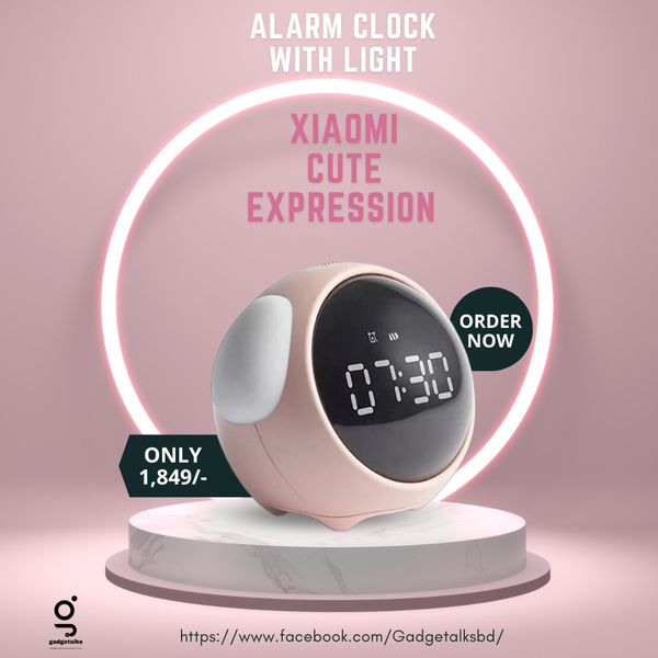 Xiaomi Cute Expression Alarm Clock With Light – Pink Color
